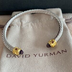 David Yurman Silver and Gold Bracelet with Purple Accents 5mm